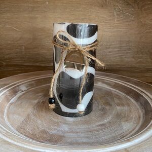 Black and White Decorative Vase with Twine Accent